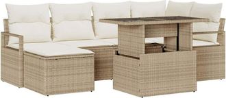 vidaXL Vidaxl - Garden Sofa Set with Cushion Manual 7 pcs Black 55 x 55 x 37 cm