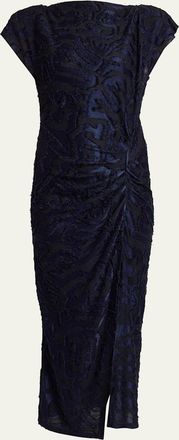 Isabel Marant Ladan Textured Jacquard Cap-Sleeve Midi Dress