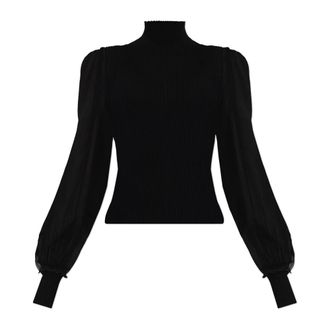 Frame Denim Turtlenecks, female, Black, Size: S Wool Top