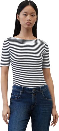 Marc O'Polo T-Shirt MARC OPOLO, Damen, Gr. XL, blau (multi, night sky), Obermaterial: 97% Baumwolle, 3% Elasthan, gestreift, Rundhals, Shirts T-Shirt