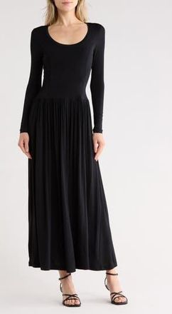 Ulla Johnson Amal Long Sleeve Jersey Maxi Dress in Noir at Nordstrom Rack, Size Petite