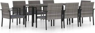 vidaXL 9 Piece Outdoor Dining Set Poly Rattan Grey vidaXL
