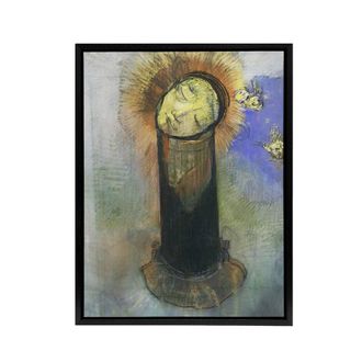 Artery8 Head of John the Baptist on Pillar Redon Framed Canvas Wall Art | Size: W24 x H32