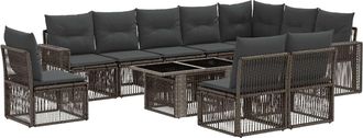 vidaXL Conjunto De Sof&aacute;s De Jard&iacute;n 11 Uds. Gris Y Gris Oscuro Vidaxl