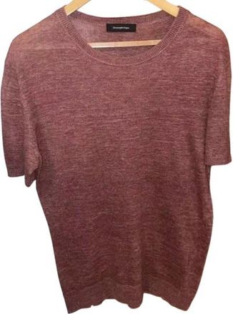 Ermenegildo Zegna Zegna Deep Pink Linen/Cotton Blend T Shirt Size M