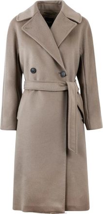 Max Mara Resina Double-Breasted Coat - Dames - Mantels - Beige - Maat: 4XS Wol
