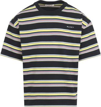 Marni Gestreepte Katoenen T-shirt - Heren - T-shirts - Veelkleurig - XL - Katoen - Tops