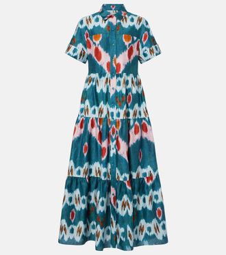 Erdem Printed tiered cotton shirt dress