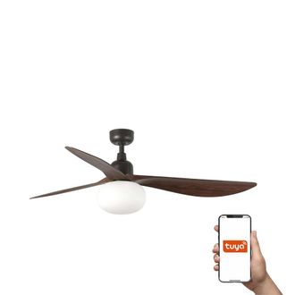 Netlighting Outwood Large 3 Blade Ceiling Fan Brown Light 1x E27 Tuya Smart System