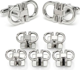 Cufflinks Inc. Horsebit Stainless Steel Cuff Links & Studs Set in Silver at Nordstrom