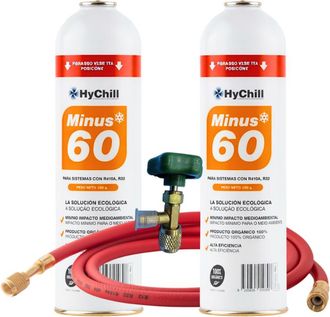 OEM Pack 2 Minus 60 350g Sustituto Org&aacute;nico R410a R32 Kit Con Llave Y Manguera Gas Ecol&oacute;gico Para Climatizaci&oacute;n