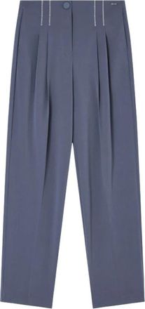 A|X Armani Exchange Pantaloni con pinces - Dames - Wijde Broeken - Blauw - L - Broeken