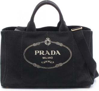 Prada Black Canapa Tote Bag (Pre-Owned)
