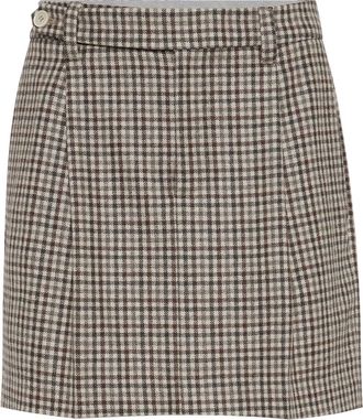 Brunello Cucinelli Checked flannel mini skirt in Brown at Nordstrom, Size 36 It