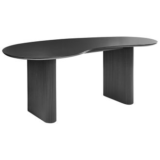 Beliani Beliani - Mesa De Comedor Moderna 198 X 93 Cm Forma Irregular Industrial Patas Acanaladas Mdf Negro Peery