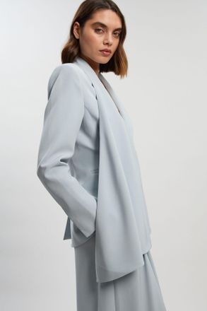 Karen Millen Womens Soft Tailored Single Breasted Blazer - Pale Blue - Size 10 UK