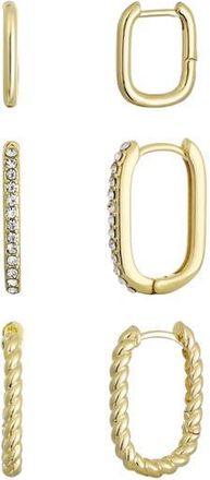 Adornia Set of 3 Rectangular Huggie Hoop Earrings in Gold at Nordstrom Rack