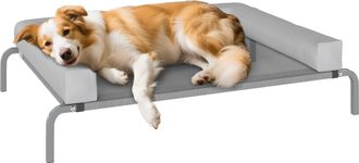 OEM Cama Elevada Para Perros Refrescante Con Refuerzos Extra&iacute;bles Malla Transpirable Y Marco De Acero 110x75x30 Cm Gris