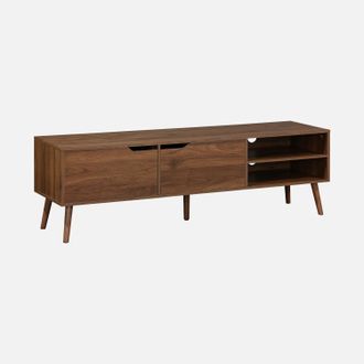 Sweeek Sweeek - Mueble Tv En Acabado Estilo Nogal Con 2 Puertas, 160cm, Nepal, Decoraci&oacute;n En Madera De Nogal, 160x40x50 Cm