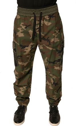 Dolce & Gabbana Mens Multicolor Camouflage Cargo Sweatpants Pants Cotton Elastane