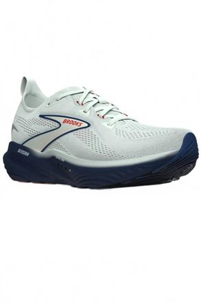 Brooks Mens Glycerin 22 Shoes In Gray/navy Peony/fiery Red