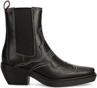 Copenhagen 60 mm laarzen met Western-detail - Zwart