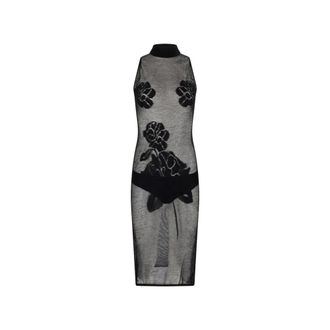 Magda Butrym Midi Dresses, female, Black, Size: 2XS Rose Knit Midi Dress