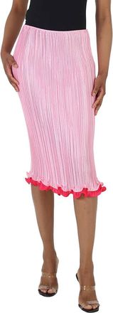 Versace Light Pink Plisse Pleated Midi Skirt