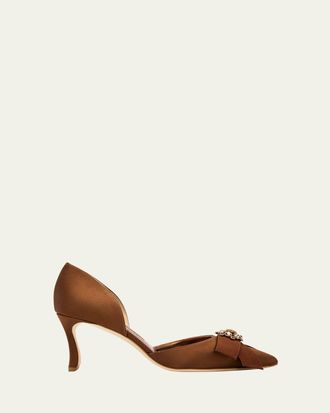 Manolo Blahnik 70mm Apidosa Embellished Satin Bow Pumps