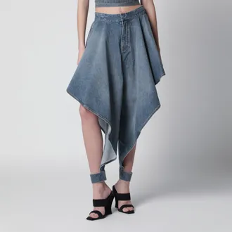 Alaia D&eacute; lav&eacute; panel jeans in raw denim blue