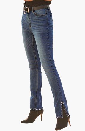 Lascana Womens Embellished Split Hem Jeans in Medium Wash at Nordstrom, Size 12 31