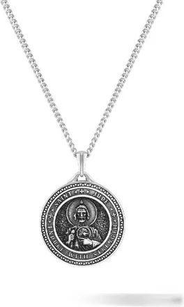 Vincero Mens St. Jude Pendant Necklace in Silver at Nordstrom, Size 21