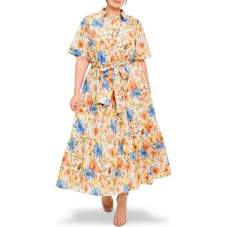 Flying Tomato Floral Maxi Shirtdress in Ivory at Nordstrom Rack, Size 1 X