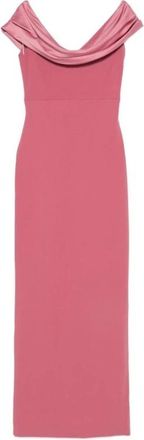 Solace London Yuni Off-Shoulder Draped Midi Jurk - Dames - Avondkleed - Roze - XS - Polyester - Kleedjes