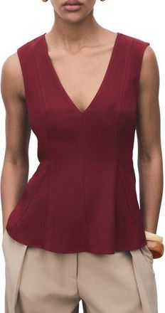 Mango Sleeveless Peplum Top in Burgundy at Nordstrom, Size X-Small
