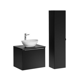 Petits Meubles Conjunto lavabo individual 60cm tableros laminados y mdf negro