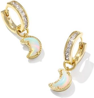 Kendra Scott Moon Huggie Earrings in Gold White Mix at Nordstrom