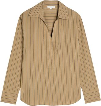 Vince Striped Cotton-poplin Popover Shirt - Sand - S (UK8-10 / S)