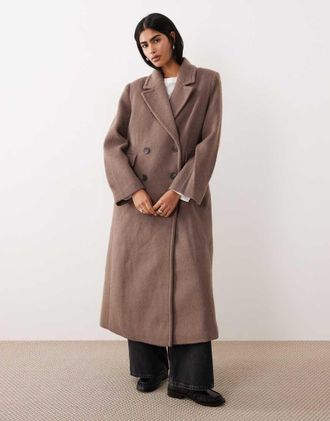 Vero Moda Cappotto lungo elegante premium marrone testurizzato