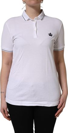 Dolce & Gabbana Womens White Crown Cotton Short Sleeves Polo Top