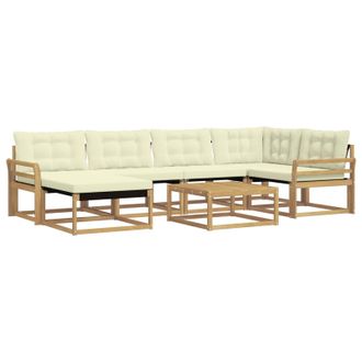 vidaXL Conjunto De Sof&aacute;s De Exterior 7 Pcs Blanco Y Crema Vidaxl