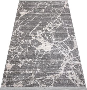 RugsX Rugsx - Alfombra Moderna Rebec Franjas 51186b M&aacute;rmol - Dos Niveles De Vell&oacute;n Crema / Gris Grey 80x150 Cm