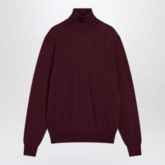 Saint Laurent Burgundy Turtleneck Sweater In