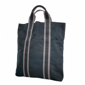 Herm&egrave;s Black Canvas Tote Bag (Pre-Owned)