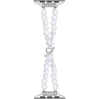 Posh Tech Eloise Imitation Pearl Apple Watch Bracelet Watchband in White at Nordstrom, Size 42 Mm