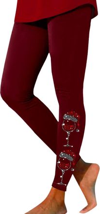 Generic Womens Christmas Novelty Print Legging Yoga Leggings Christmas Legging Snowflake Santa Reindeer Stretch Funny Yoga Pants Xmas Costume Ladies Winter Th