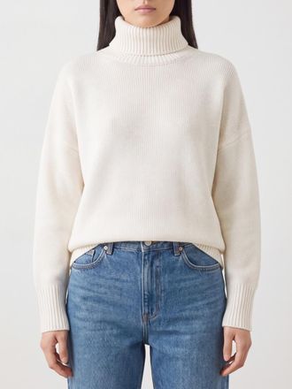 Lisa Yang Dolcevita in puro cashmere con spalle cadute e bordi a costine