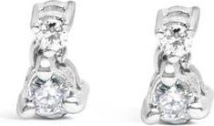 House of Brilliance 14K White Gold 1/4 Ct Double Diamond Drop and Dangle Stud Earrings at Nordstrom