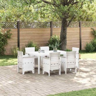 vidaXL Conjunto De Comedor De Jard&iacute;n 7 Pcs Blanco Ratan Polt Vidaxl