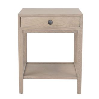 Signature Mesita de noche de madera con 1 caj&oacute;n y tirador envejecido - L45 cm